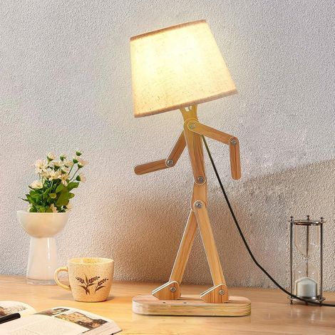Lin Abat-jour Lampe de Table Avec Bras Oscillant en Bois Lampe de Table LED pour La Décoration de La Maison Apprendre Travailler Cadeaux Créatifs pour Garçons et Filles (1/5)