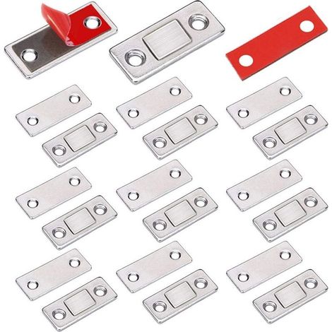 Loquet Magnetique 8 Pièces Très Mince Aimant Pour Porte de Placard à Coller Loqueteau Aimant Fermeture Adhesif Meuble Aimant Puissant pour Porte Coulissante Tiroirs Fenetre Aimanté Armoire (1/5)
