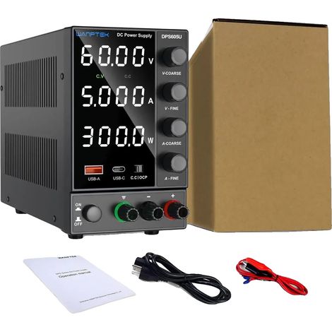 Fuente de alimentación de CC, carga rápida USB-A/Tipo-C, pantalla de alta precisión, DPS605U 60V 5A (1/2)