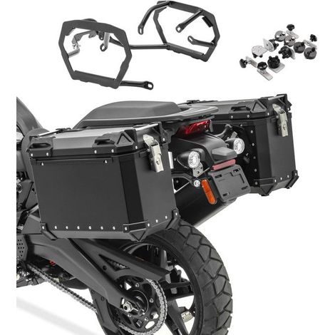 Valises latérales - Harley‑Davidson Pan America 1250 (2021-2025) - Asymétrique 30/38 L - Aluminium 2 mm étanche - Supports dédiés