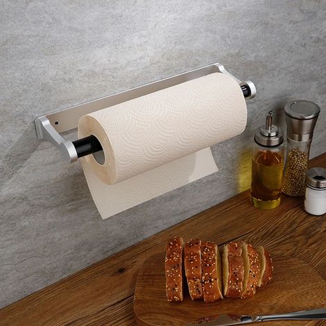 Dérouleur d'essuie-tout carré, porte-rouleau de cuisine, porte-rouleau de papier toilette en alliage d'aluminium, 16 x 9,8 cm, argenté (1/5)