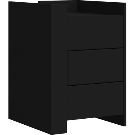 Mesita de noche con 3 cajones 45 x 50 x 65 cm madera contrachapada negra DEC034494