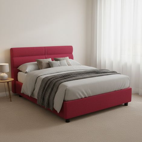 Letto Piazza e Mezza Briosco, Materasso Incluso, Sfoderabile Made in Italy, Contenitore, Rosso (1/5)