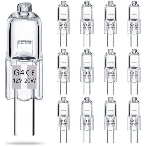 Aimoonsa – Ampoule halogène G4 12V 20W – 2700K blanc chaud – 280 lumens – Dimmable – Pour lustres et éclairages décoratifs (12 pack) - 12pack