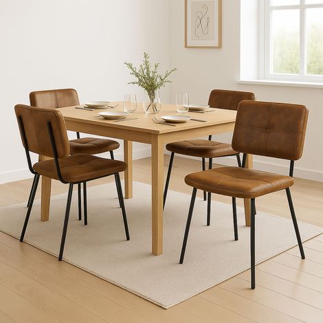 Lot de 4 chaises repas 48x57x81 cm en tissu suédine marron - POMINA (1/5)