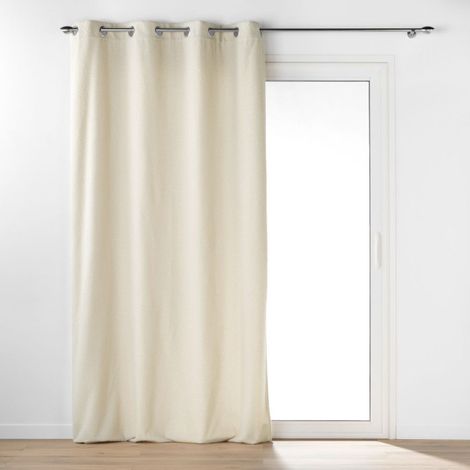 Paris Prix – Rideau à œillets bouclette 140x240cm – Tissu 100% polyester – Couleur naturelle – 8 œillets – Label Oeko-Tex