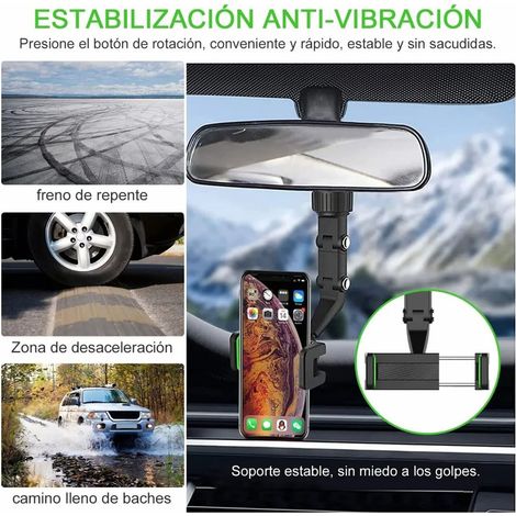 Support téléphone rétroviseur rotatif 360°, fixation universelle voiture, porte-smartphone multifonction pour miroir arrière, orientation réglable (1/5)
