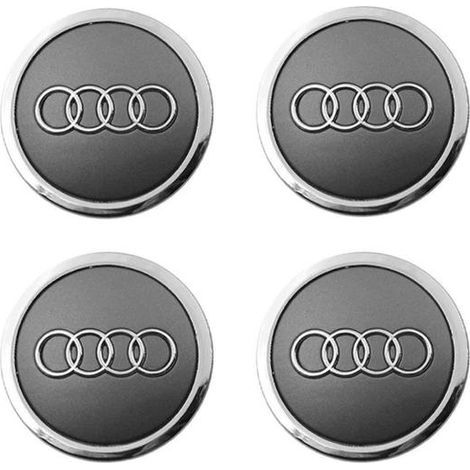 [LCS] Radnabenblenden für AUDI 60 mm, 4er-Set, grau mit verchromter Nabenkappe (1/5)