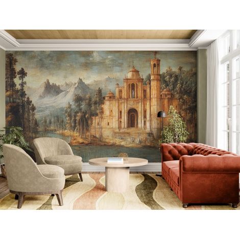 Papier peint art cathedrale ancienne au bord de leau - 150 x 250 cm (1/2)