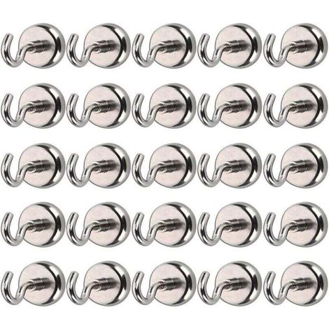 25 leistungsstarke Neodym-Magnethaken für Küche, Bad, Schlafzimmer, Garage, Spind, Büro (KZQ)