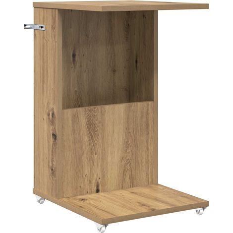 Maison Exclusive - Tavolo laterale con ruota Rovere artigianale 40 x 35 x 60 cm