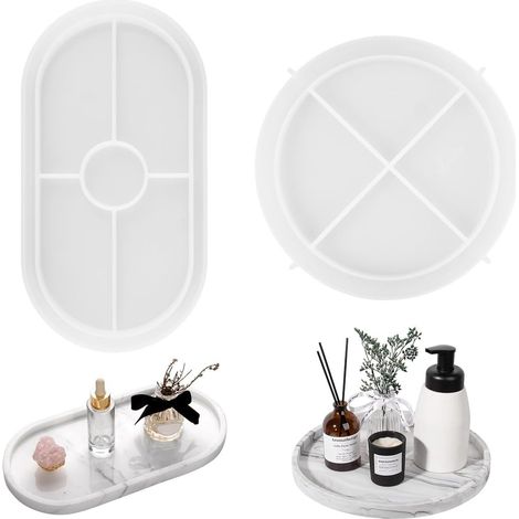 2 Pièces Moules À Sous Verres en Silicone, Réutilisable Coaster Moules en Résine Comprendre Rond, Moule Plateau Resine Epoxy, Moule en Silicone Rainuré pour Projets de Bricolage,Décoration Intérieure (1/5)