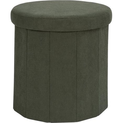 Pouf Coffre Pliable Côtelé "Jules" 38cm Vert (1/5)