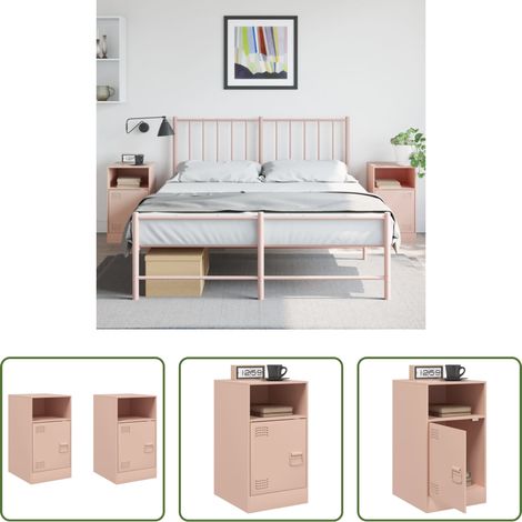 vidaXL Rosa - Nachttische 2 Stk. Rosa 34,5x39x62 cm Stahl (1/5)