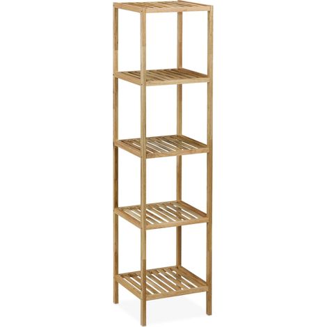 Estante de pared compacto y práctico baño cocina 113 x 35,5 x 35,5 cm de madera de nogal natural 130016636 (1/2)