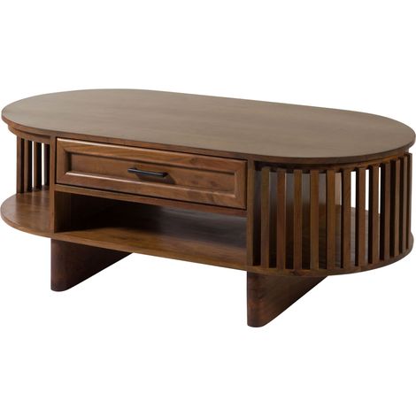 Table basse 120x60x45 en bois d'Acacia 120x60x45 naturel laqué MADRID 95 (1/3)