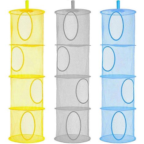 Lot de 3 paniers de rangement suspendus en filet pour salle de bain, balcon ou armoire. (1/4)