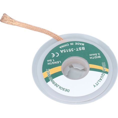 Mèche à dessouder cuivre sans nettoyage, faible résidu, 3,5 mm x 1,5 m pour déssoudage facile (3515A)