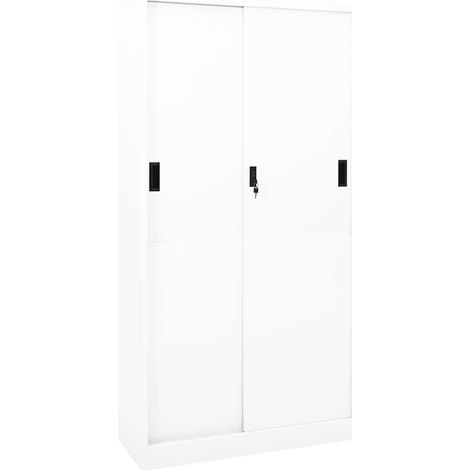 vidaXL Armoire de bureau et porte coulissante Blanc 90x40x180 cm Acier (1/5)