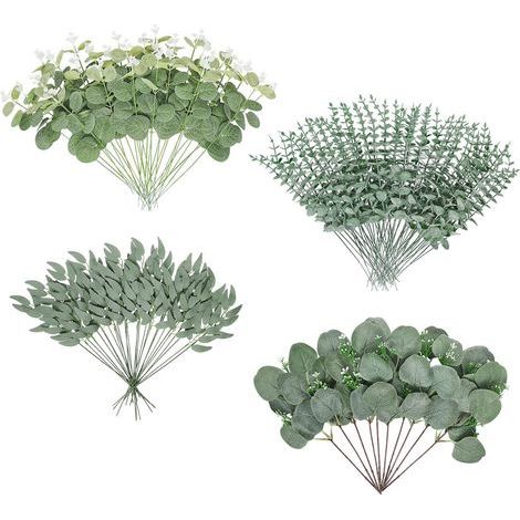 100 fleurs artificielles, feuillage simulé, fleurs d'eucalyptus, fleurs artificielles pour mariages et fêtes, bouquets à composer soi-même, décorations de vases (1/4)