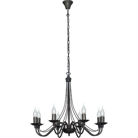 [NEUWERTIG] B-Ware Kronleuchter Lampe Rosa Deckenlampe schwarz Metall 8flg Hängelampe Pendelleuchte (1/2)