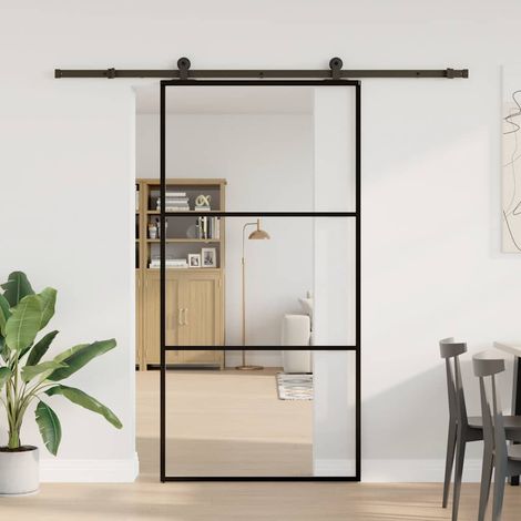 Maison Exclusive - Schiebetür mit Beschlag 102x205 cm ESG-Glas &