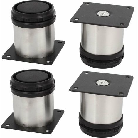 Set mit 4 Küchenschrankfüßen aus Edelstahl – Verstellbar – Rund – 50 x 50 mm
