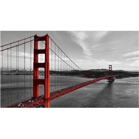 Lupia Quadro Moderno, Vetro Acrilico Plexy, Facile da appendere, da parete, stampa con Colori intensi, prodotto in Italia, 100x150 cm GOLDEN GATE BLACK (1/4)