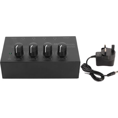 Amplificateur Casque 4 Canaux Contrôle Volume Indépendant Ultra Bas Bruit Compact 100‑240V UK Plug (1/5)