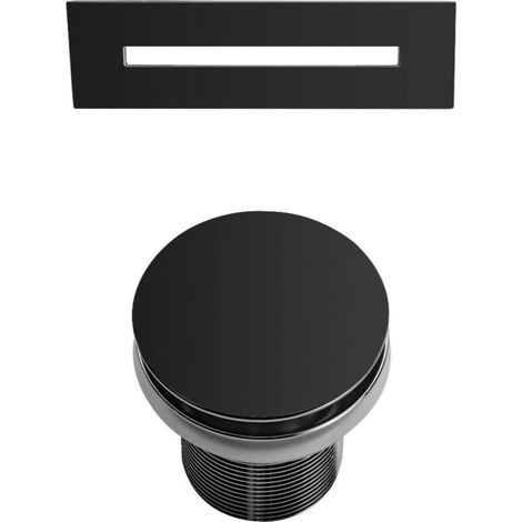 Válvula y tapa de rebosadero para bañeras en negro mate