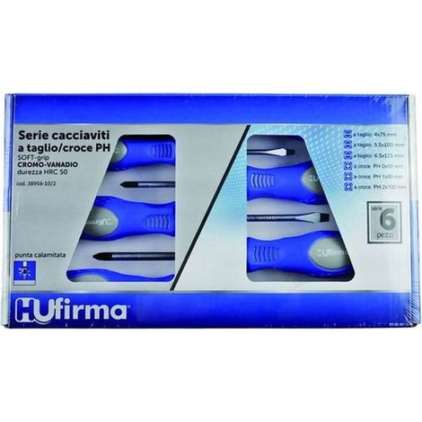 SERIE CACCIAVITI HU-FIRMA CRV TAGLIO/CROCE-PH 6 PEZZI Punta calamitata
