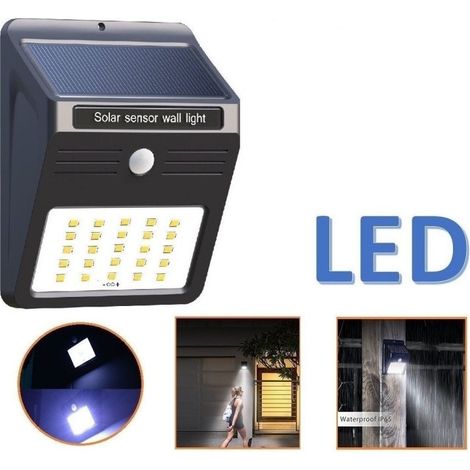 TrAdE Shop Traesio - Lampade 30led 15w Parete Muro Energia Solare Sensore Movimento Applique Esterno -