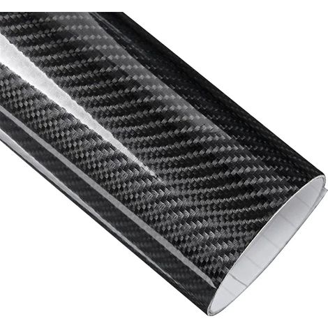 Film adhésif vinyle imitation fibre de carbone noir 5D (152 x 10 cm) pour voiture, ordinateur portable, téléphone, moto et accessoires auto. (1/4)