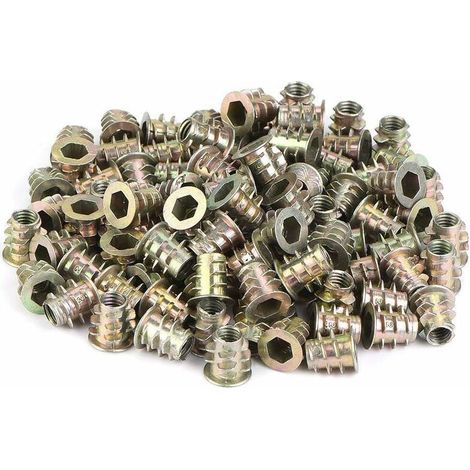M5 Écrou Hexagonal Fileté en Alliage de Zinc Écrou Hexagonal de Fixation à l'Intérieur Écrou Insérer Douille Écrous à Vis pour Meubles en Bois(M5x10(100pcs)) (1/5)
