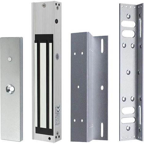 Serrure Électromagnétique Étanche DC 12V 280 KG 600LBs force Surface brossée Modèle NC Supports Z L inclus contrôle d'accès extérieurs intérieurs
