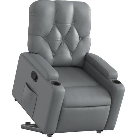 Fauteuil relax TV rembourrage confortable fonction de levage électrique en PVC gris DEC027970 (1/5)