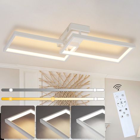ZMH Plafonnier LED Salon Plafonnier - 80CM Lampe de salon Moderne Dimmable avec télécommande Lampe de chambre à coucher Rectangle Design métal pour chambre à coucher Chambre d'enfants Cuisine 48W, Bla