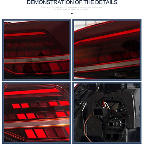 Eosnow – Feux arrière LED dynamiques rouge foncé – Étanchéité IP67 – Installation plug and play – Compatible MK7/7.5 R 2013-2020