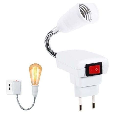 E27 con interruptor inalámbrico, soporte para LED ajustable de 360° para oficina, dormitorio, cocina y lámpara de pared, así como luz para lectura en la cama (sin lámpara). (1/4)