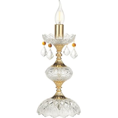 Lampe de table en verre cristal classique E14 Dallas - Or (1/2)