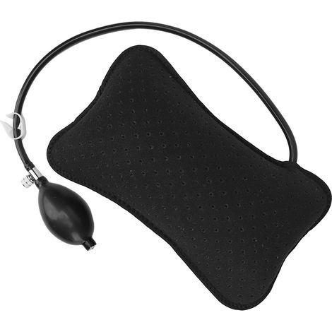 Coussin ergonomique pour siège auto et bureau, support lombaire réglable avec pompe à main, couleur noir (1/5)
