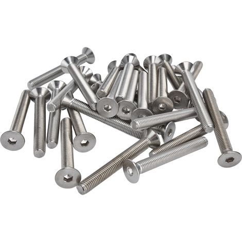 30 vis à six pans creux M10, 10 mm, en acier inoxydable A2, tête fraisée hexagonale, pour fixations industrielles M10x100