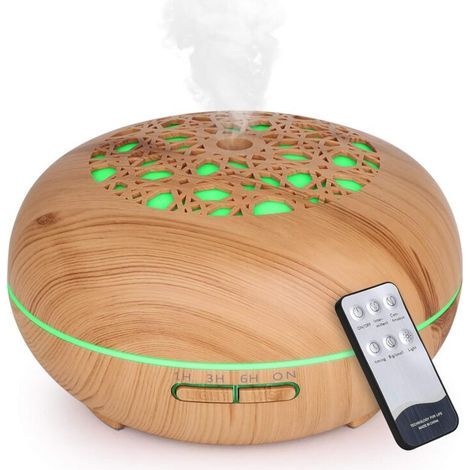 – Diffuseur d'huiles essentielles 550ML – Humidificateur électrique à grain de bois – 3 réglages de minuterie – Brume froide silencieuse (1/5)