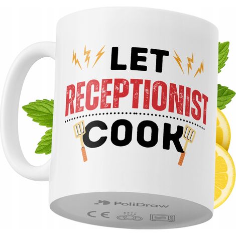 Lustige Kaffeetasse mit witzigem Textdesign für Rezeptionistinnen – ideal für Geburtstage, Namenstage, Feiertage und besondere Anlässe. Hochwertige Tasse für Büro, Homeoffice und Arbeit. Farbe: Weiß, 