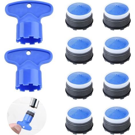 Aireador de grifo, 8 piezas, Aireador M21.5, Aireador de grifo, Accesorio de grifo, Apto para colador de plástico para baño y cocina, Azul (1/5)