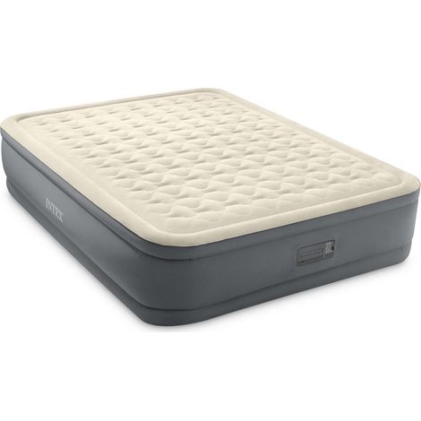 Intex 64926ND DuraBeam PremAire II Materasso Gonfiabile Matrimoniale Fiber-Tech 152x203x46 cm Pompa Integrata Porta USB 272 Kg colore Grigio