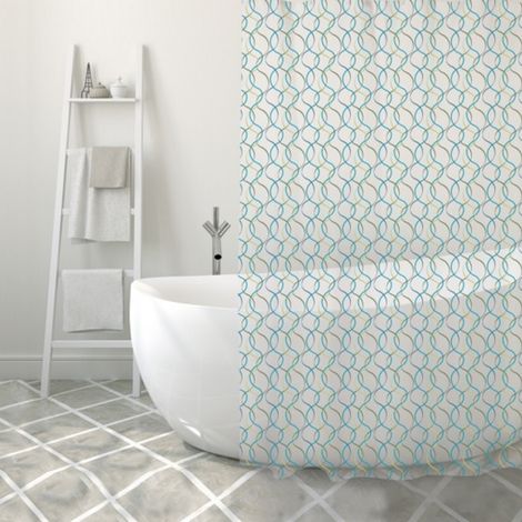 Rideau de douche PVC ALGAE 180x200cm Vert & Bleu MSV