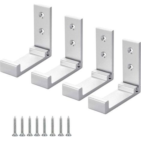 4 Pièces (Argent) Crochet de Suspension Mural en Alliage D'aluminium Patères Pliables à 90 ° avec vis pour Armoire de Porte Murale Cuisine Salle de Bain Bureau Mural Vestiaire Salle de Bain (1/4)