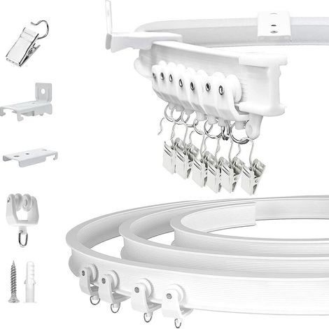 5-meter PV plastic curved track with steel clips, curtain track set including accessories, U-shaped and L-shaped flexible tracks. (1/5)