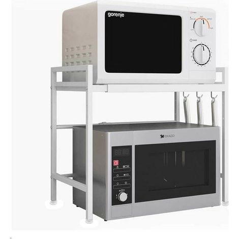 Etagere Pour Micro-ondes - Acier Au Carbone - Repliable 40-64 Cm - Hauteur Reglable 30-44 Cm - Charge Max 15 Kg - 1 Piece